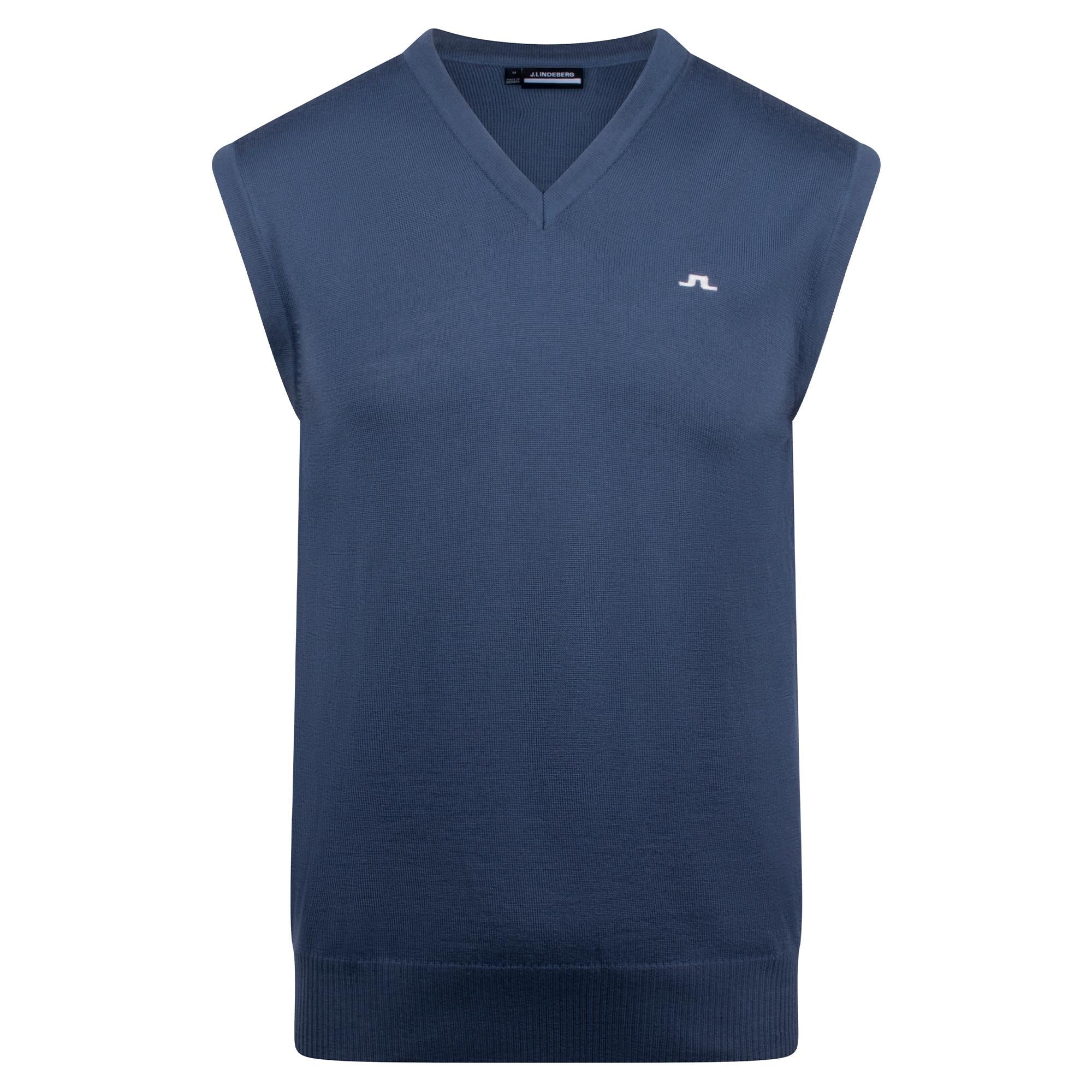 J Lindeberg Liam Knitted Mens Golf Vest Vintage Indigo